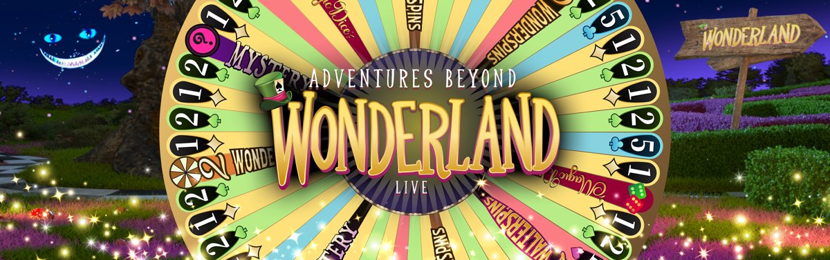Adventures Beyond Wonderland, Playtech live game show: 54-segment Wonderland wheel with 1/2/5/10, Magic Dice, 2 and 5โฆ