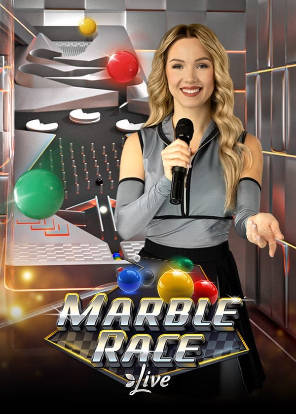 Marble Race, Evolution live game show: Six coloured marbles race a physical track โ bet on 1st (4.75:1) or exact 1st &โฆ