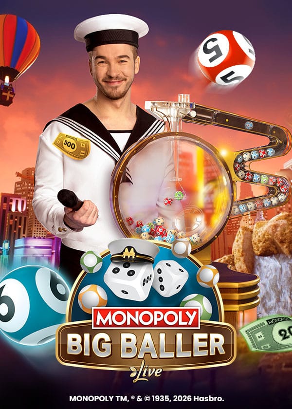 Monopoly Big Baller, Evolution live game show: Bingo-style draw of 20 balls from 60 on 5x5 cards; 3 Rolls and 5 Rollsโฆ